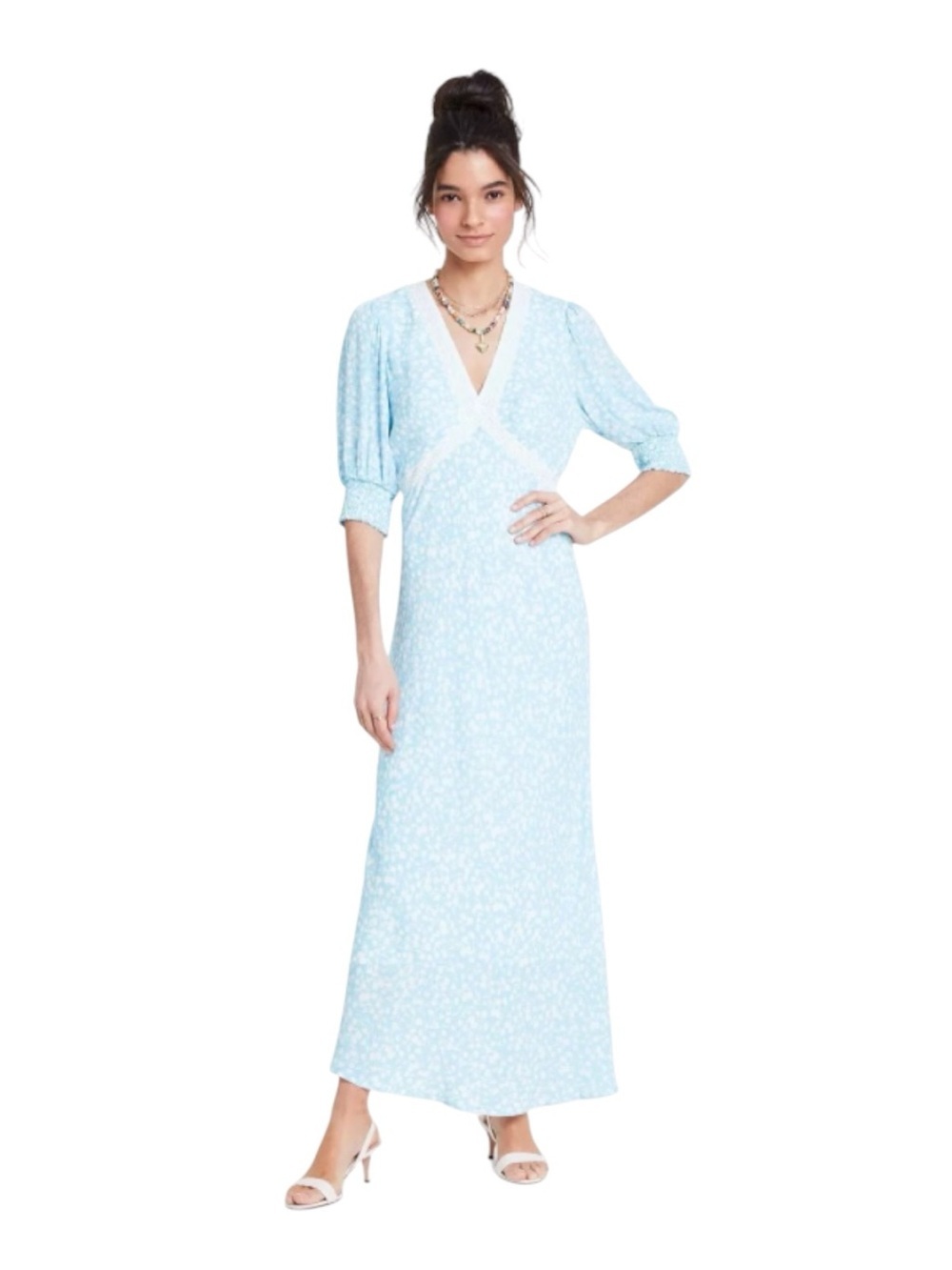 Rixo Maxi Dress Blue and White Size 8